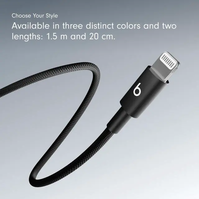 Alt view image 6 of 6 - USB-C to Lightning Woven Cable Fast Charging Durable/Tangle-Free Compatible Charger for Apple Devices w Lightning Ports (1.5 m, 5 ft) - Bolt Black