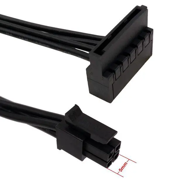 Alt view image 2 of 6 - (2-Pack) SATA Power Cable for Lenovo Motherboard, ATX Mini 4 Pin to 2X Right-Angle SATA Hard Drive HDD Adapter 17.7-inch(45cm)