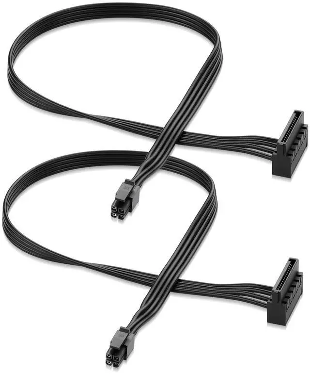 Main image of ATX mini 4PIN to SATA 15 PIN Adapter Extension Cable for Mechanical HDDs, SSDs, DVD/CD-ROMs (16.0 in./40.6 cm)(Pack of 2)