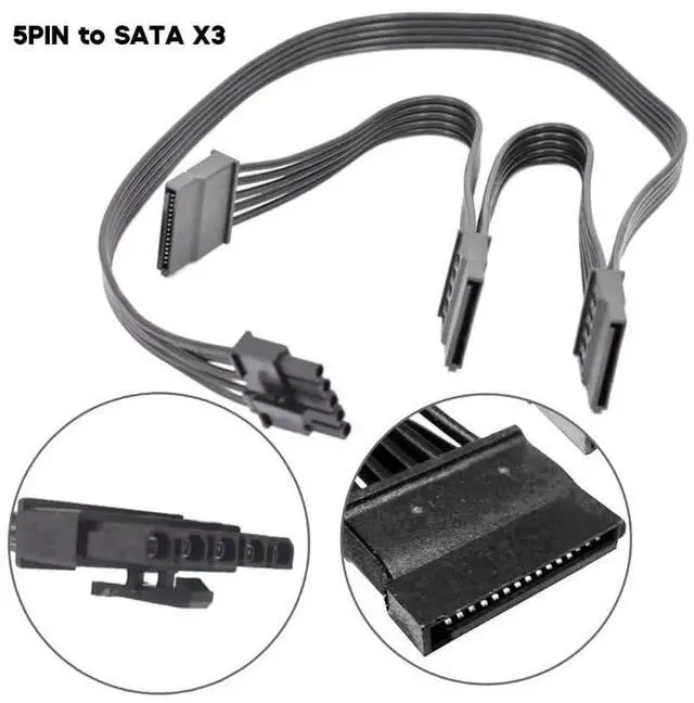Alt view image 2 of 3 - 5 Pin to 3X 15 Pin SATA Hard Drive HDD Power Adapter Cable Only for Cooler Master Modular Power Supply 20-in(50cm)