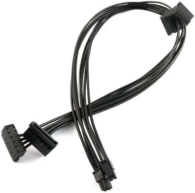 Main image of 2pcs Black Motherboard ATX Mini 4 Pin to 2X Right-Angle 15 Pin SATA Hard Drive HDD Power Supply Adapter Cable 18AWG 19.7 Inch