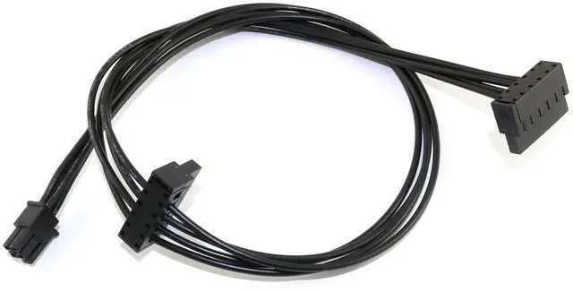 Alt view image 2 of 7 - 2pcs Black Motherboard ATX Mini 4 Pin to 2X Right-Angle 15 Pin SATA Hard Drive HDD Power Supply Adapter Cable 18AWG 19.7 Inch