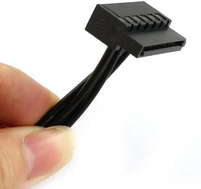 Alt view image 5 of 7 - 2pcs Black Motherboard ATX Mini 4 Pin to 2X Right-Angle 15 Pin SATA Hard Drive HDD Power Supply Adapter Cable 18AWG 19.7 Inch