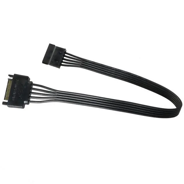 Alt view image 2 of 5 - SATA Power Extension Cable 11.8Inch Black 15Pin SATA Male to Female Extender Cable Adapter for HDD Hard Drive