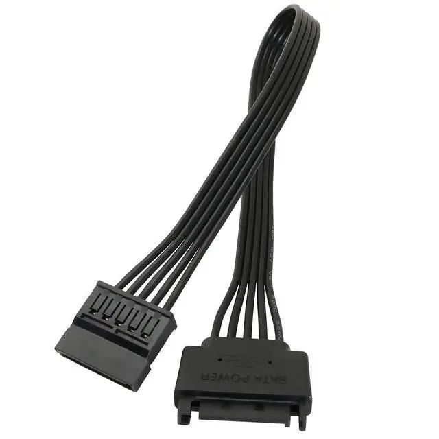 Alt view image 3 of 5 - SATA Power Extension Cable 11.8Inch Black 15Pin SATA Male to Female Extender Cable Adapter for HDD Hard Drive