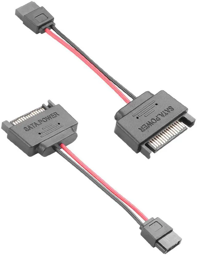 Alt view image 2 of 5 - SATA 15-pin Male to SATA 6-pin Female Adapter Cable Suitable for Slimline Optical Drives 6P Conversion Power Supply 20AWG 4 inches Black(Pack of 2)