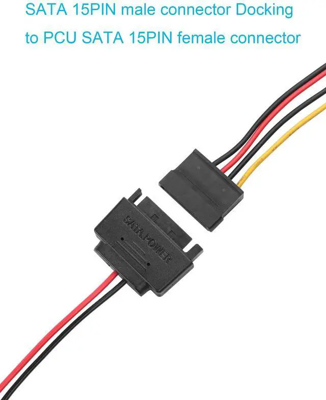 Alt view image 3 of 5 - SATA 15-pin Male to SATA 6-pin Female Adapter Cable Suitable for Slimline Optical Drives 6P Conversion Power Supply 20AWG 4 inches Black(Pack of 2)