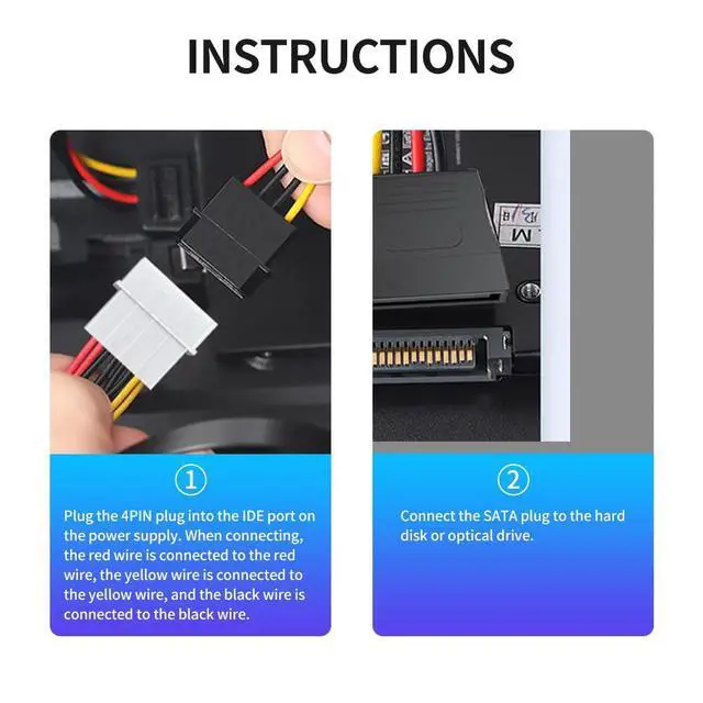 Alt view image 6 of 6 - 3-Pack 7.8 Inch 4 Pin Molex to SATA Power Cable, IDE 4Pin Male to SATA 15 Pin Female Power Adapter Cable