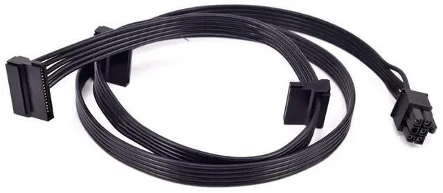 Alt view image 2 of 5 - PCI-E 6 (Pin) 1 to 3 SATA 15Pin Power Supply Cable Replacement for Corsair CX850M CX750M CX600M CX650M (27.55INCH)