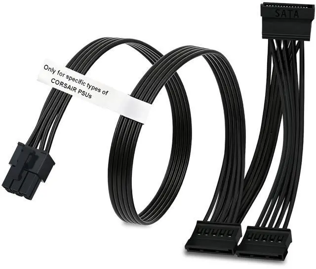 Main image of SATA Power Cable for Corsair PSUs, 6 Pin to 3X 15 Pin SATA Hard Drive Power Adapter Splitter for BTC Mining Riser Card 20-in(50cm)