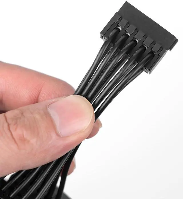 Alt view image 6 of 6 - 1 to 5 SATA Power Splitter Cables 19.7 in (500 mm) - 15 Pin Male to Female Power Cable Splitter Powers up to 5 Hard Disk Drive, SSD, Optical Drives (2 Pack, Black)