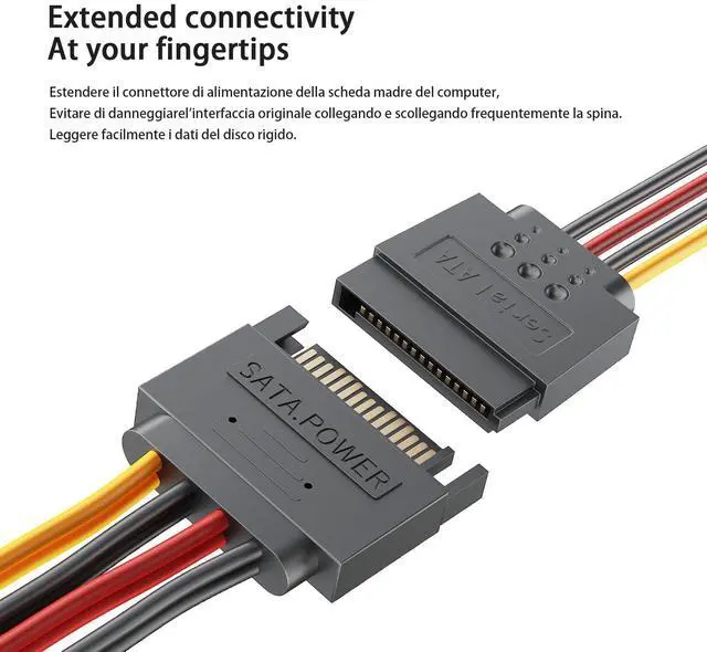 Alt view image 6 of 7 - 3 Pack 4 Pin Molex to Dual SATA Power Y-Cable Adapter, 4 Pin Male IDE Molex to 15 Pin Female Dual SATA Power Splitter Adapter, 7 Inch