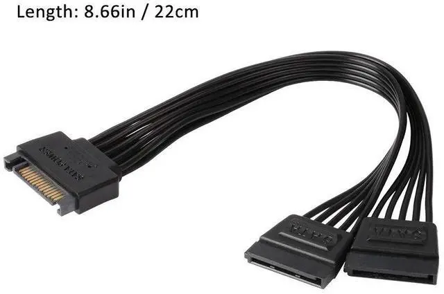 Alt view image 5 of 7 - 15 Pin SATA Power Y Splitter Cable (2 Pack), Male to Female, 8 inch