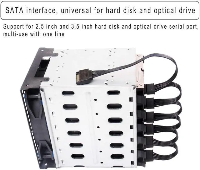 Alt view image 6 of 6 - Sata Power Splitter Cable 5.5 inches, 6 Way, Black, 15 Pin SATA Cable 1 to 6 for HDD, SSD, Optical Drives, Power Connector for Extension Cable