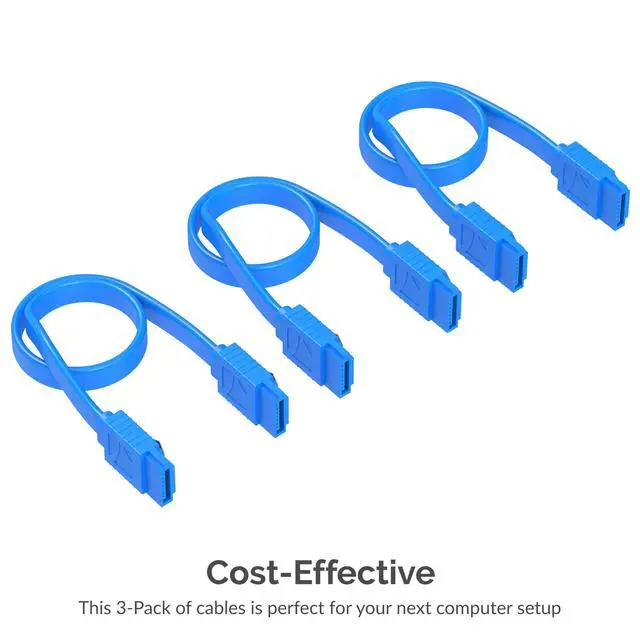 Alt view image 2 of 7 - SATA III (6 Gbit/s) Straight Data Cable with Locking Latch for HDD/SSD/CD and DVD Drives (3 Pack 20 Inch) in Blue (CB-SFB3)
