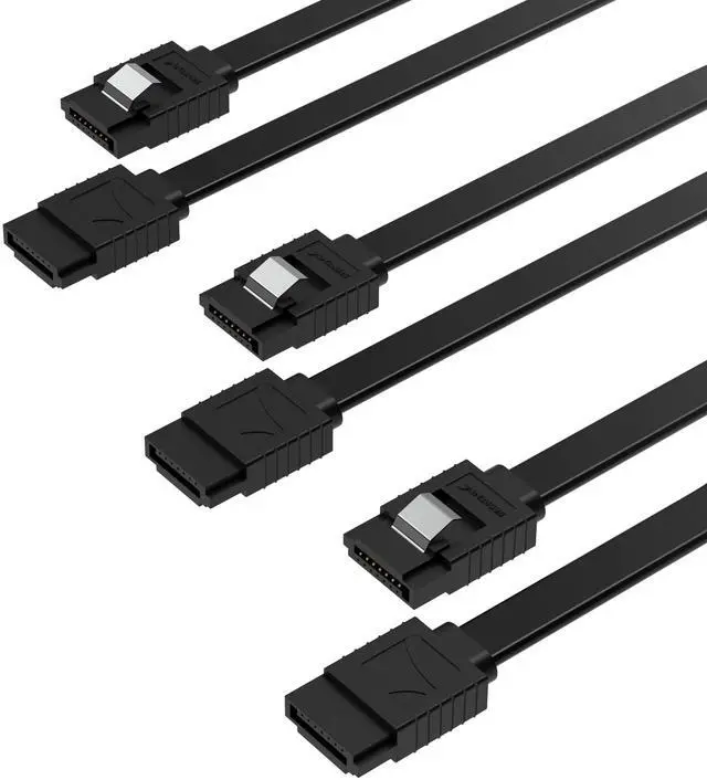 Main image of SATA III (6 Gbit/s) Straight Data Cable with Locking Latch for HDD/SSD/CD and DVD Drives (3 Pack 20 Inch) in Black (CB-SFK3)