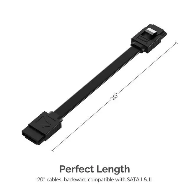 Alt view image 6 of 7 - SATA III (6 Gbit/s) Straight Data Cable with Locking Latch for HDD/SSD/CD and DVD Drives (3 Pack 20 Inch) in Black (CB-SFK3)
