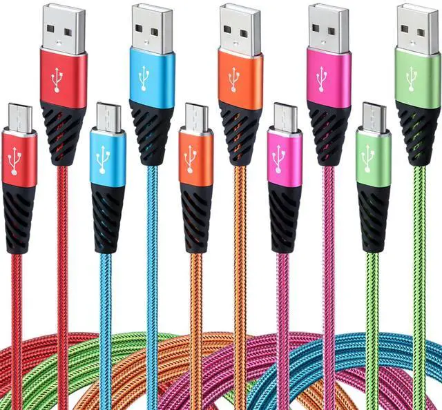 Main image of Micro USB Cable Fast Charge,Nylon Braided Android USB Cable 6FT 5-Pack Phone Charging Cord Compatible with Samsung Galaxy S6 S7 Edge J3 J7,LG,HTC,Motorola,Sony,Xbox One,PS4
