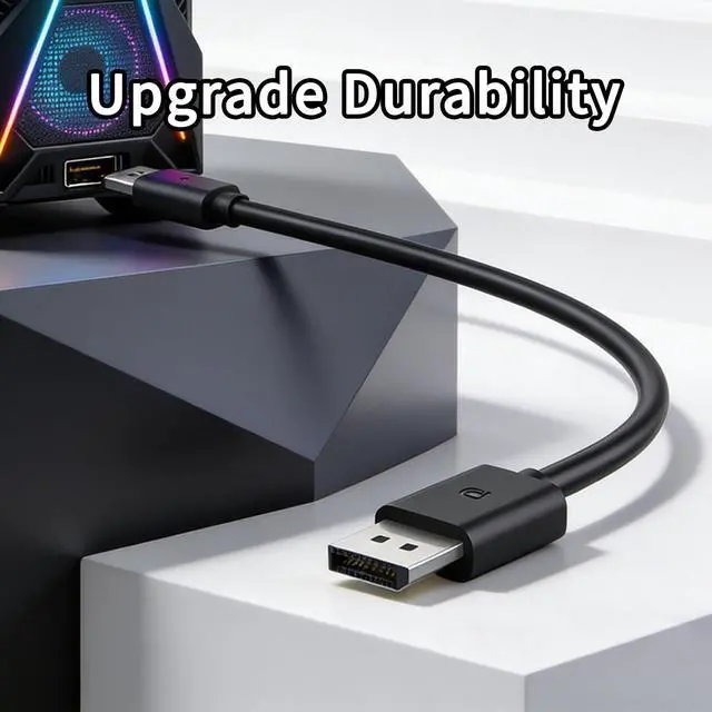 Alt view image 2 of 6 - Basics DisplayPort 2.1 Cable,DP Cable 32.4Gbps High-Speed(5K@160,5K@240,4K@240Hz, 4K@144Hz, 2K@300Hz,1K@320) HDR, HDCP 2.2, FreeSync G-Sync,Display Port for Gaming Monitor, Graphics, PC 4.9ft