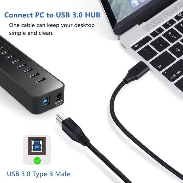 Alt view image 3 of 7 - USB 3.0 A to B Cable, 2-Pack 6FT Superspeed Type A Male to B Male Cable Nylon Braided Type-A to Type-B Cords for USB Hub/External Hard Drivers/Docking Station/Scanner/Monitor/Printer