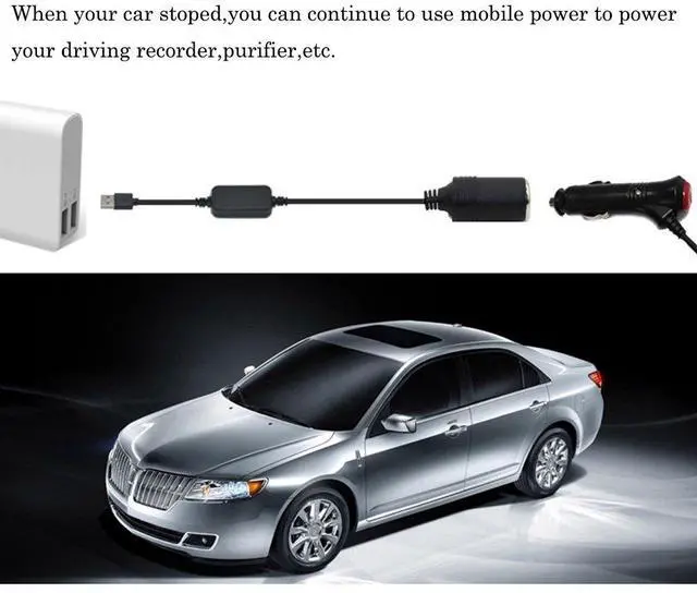 Alt view image 2 of 6 - 5V USB A Male to 12V Car Cigarette Lighter Socket Female Converter for Car Cigarette Lighters DVR Dash Camera (Below 8W),1.2m/47.24 inches