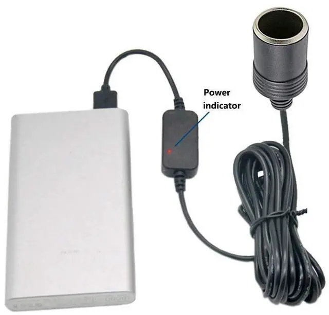Alt view image 4 of 6 - 5V USB A Male to 12V Car Cigarette Lighter Socket Female Converter for Car Cigarette Lighters DVR Dash Camera (Below 8W),1.2m/47.24 inches