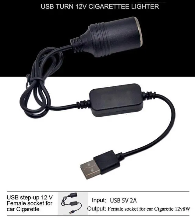 Alt view image 6 of 6 - 5V USB A Male to 12V Car Cigarette Lighter Socket Female Converter for Car Cigarette Lighters DVR Dash Camera (Below 8W),1.2m/47.24 inches
