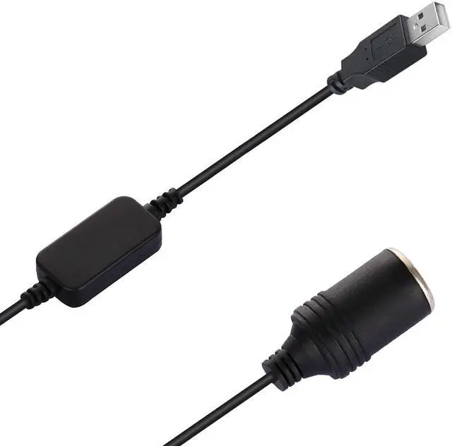 Alt view image 5 of 7 - USB A Male to 12V Car Cigarette Lighter Socket Female Converter for GPS Dashcam and More-Black (0.3M/1Ft)