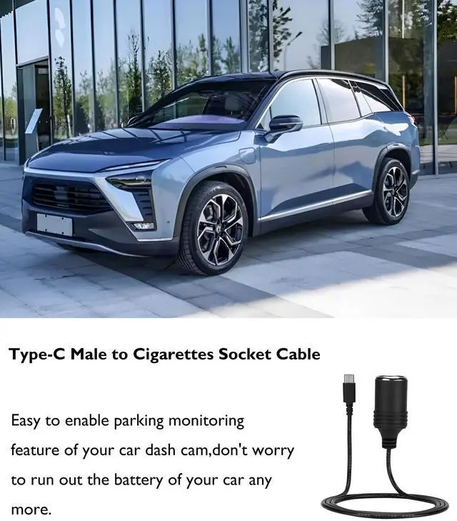Alt view image 3 of 7 - 12V USB Type-C Male Plug to Car Cigarettes Adapter Female Socket PD Power Cable,Work with 45W~65W PD USB C Charger,for Dash Cam, GPS, Car Led Light Strips