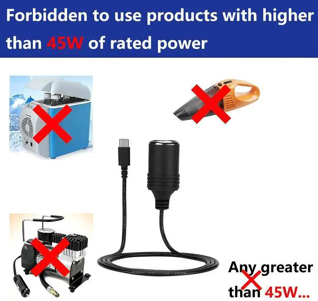 Alt view image 7 of 7 - 12V USB Type-C Male Plug to Car Cigarettes Adapter Female Socket PD Power Cable,Work with 45W~65W PD USB C Charger,for Dash Cam, GPS, Car Led Light Strips