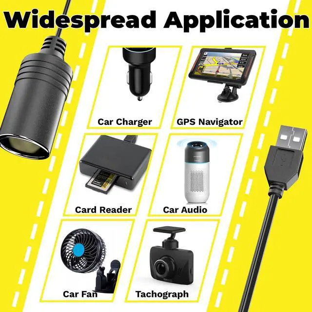 Alt view image 6 of 7 - USB to Cigarette Lighter Adapter, 10W USB Male to 12V Cigarette Lighter Socket Cable, for Dash Cam, Radar Detector, Car Fan, Electronic GPS, Led Light