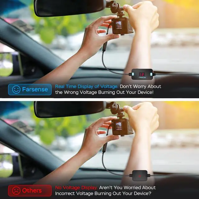 Alt view image 3 of 7 - USB A to 12V Cigarette Lighter Adapter(36W)-USB C Male to Cigarette Lighter Female Socket PD Trigger Cable(2FT) with Switching Voltage and Display Voltage,for Dash Cam,GPS,Etc