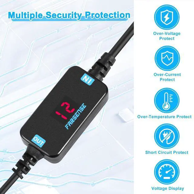 Alt view image 6 of 7 - USB A to 12V Cigarette Lighter Adapter(36W)-USB C Male to Cigarette Lighter Female Socket PD Trigger Cable(2FT) with Switching Voltage and Display Voltage,for Dash Cam,GPS,Etc