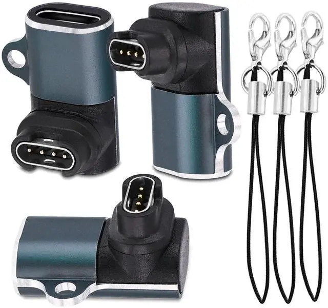 Main image of USB-C Charger Adapter for Garmin Watch, 3 Pack Garmin Charger Cable Converter with Lanyard, 90°Right Angle Garmin Charging Cable Connector for Instinct 2 Solar Fenix 7 7S 7X 6 6S 6X 5 5S 5X