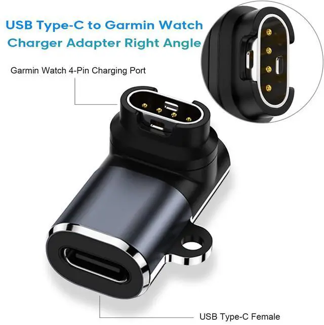Alt view image 2 of 7 - Garmin Watch Charger Adapter Right Angle 2-Pack Type-C USB Cable Charging for Garmin Fenix 8 7 7S 7X 6S 6 6X 5S 5 5X,Forerunner 955 965 45 45S 245,Venu,Instinct,Vivoactive 4s 4 3s,Epix,Quatix