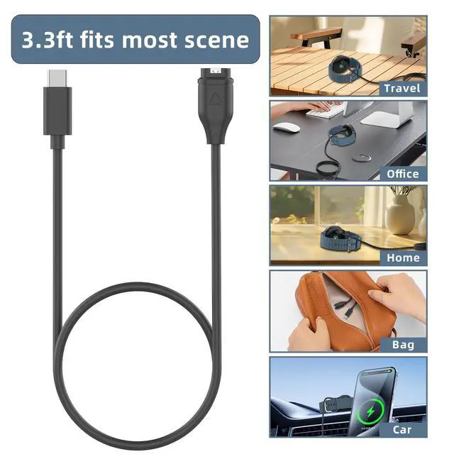 Alt view image 7 of 7 - USB-C Charging Cable for Garmin Watch Charger