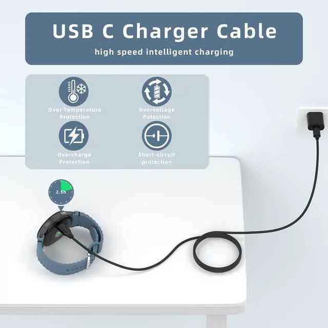 Alt view image 5 of 7 - USB-C Charging Cable for Garmin Watch Charger