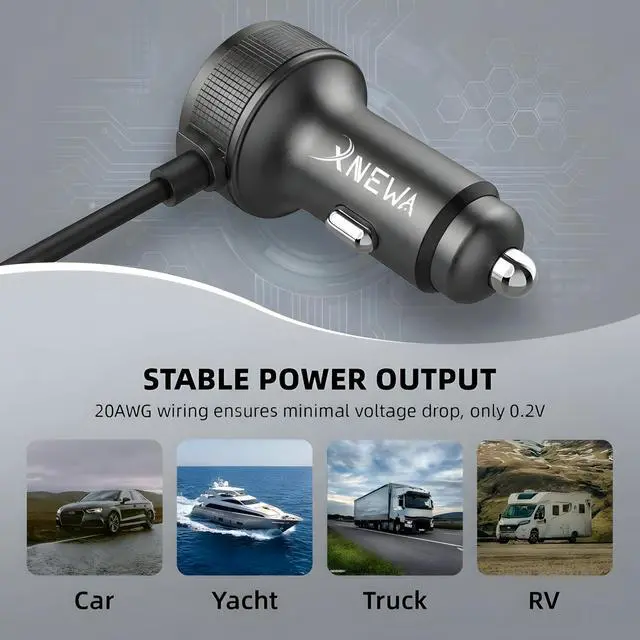 Alt view image 4 of 5 - Starlink Mini Car Adapter & 3-1 DC Power Cable for Starlink, 12V-48V StarLink Mini Car Charger, Aviation Aluminum Shell, Ai Chip for Stable Power, Waterproof for Cars, Trucks, RVs & Boats (3M/10FT)