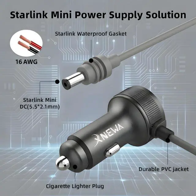 Alt view image 3 of 5 - Starlink Mini Car Adapter & 3-1 DC Power Cable for Starlink, 12V-48V StarLink Mini Car Charger, Aviation Aluminum Shell, Ai Chip for Stable Power, Waterproof for Cars, Trucks, RVs & Boats (3M/10FT)