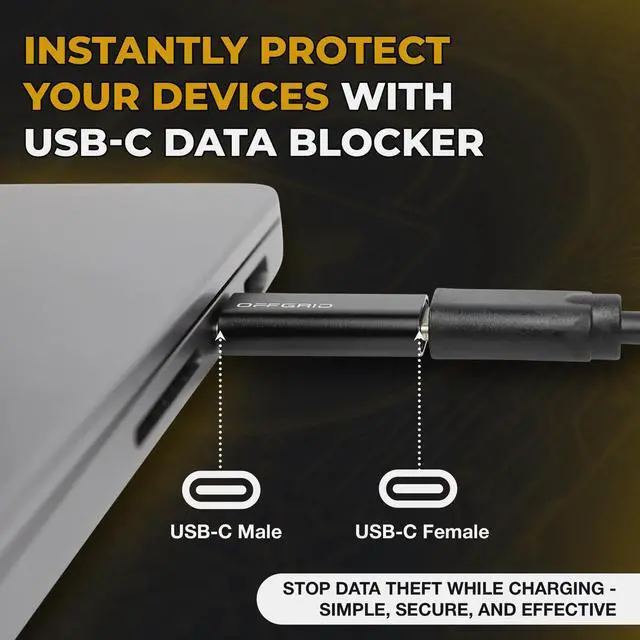 Alt view image 7 of 7 - USB C Data Blocker (2-Pack), Charge Only Adapter, Protect Against Juice Jacking, Fast Charging USB-C Security Adapter, Compatible with iPhone, Android, Laptops & Tablets