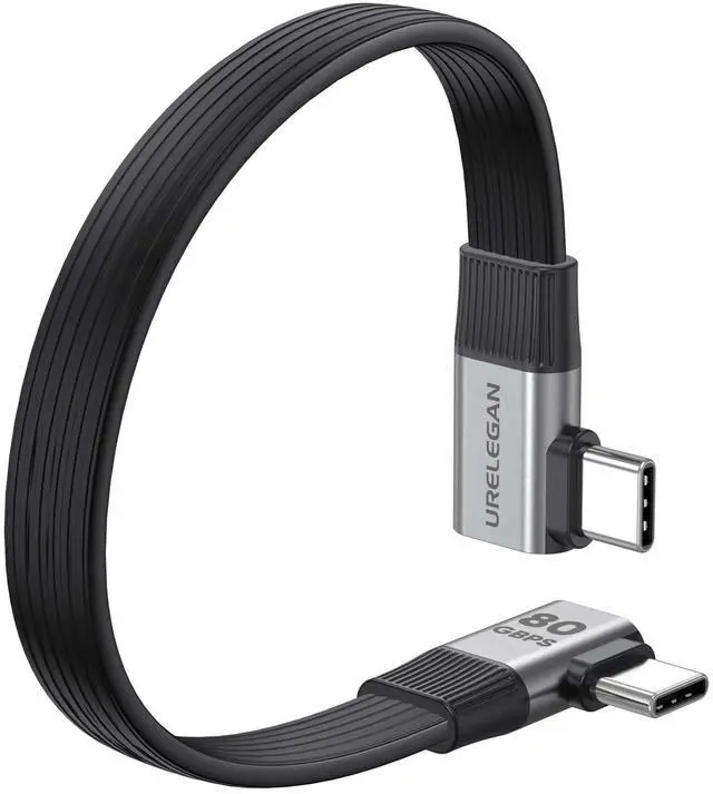 Main image of 90 Degree USB4 Cable Short 5in,Right Angle USB C Cable Support 80Gbps Data Transfer/ 240W/8K@60Hz,USB 4 V2.0 Cable for iPhone 17 16 15 Pro Max, iPad Pro,MacBook, SSD,Thunderbolt 5/4/3