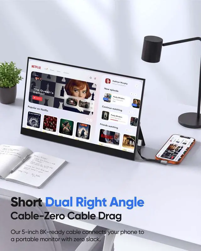 Alt view image 7 of 7 - 90 Degree USB4 Cable Short 5in,Right Angle USB C Cable Support 80Gbps Data Transfer/ 240W/8K@60Hz,USB 4 V2.0 Cable for iPhone 17 16 15 Pro Max, iPad Pro,MacBook, SSD,Thunderbolt 5/4/3