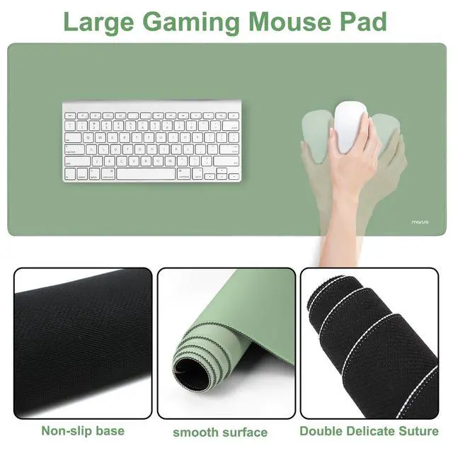 Alt view image 5 of 7 - Wrist Rest for Keyboard Mouse Pad Set, Large Gaming Deskpad&Circle Curved Mousepad&Keyboard Wrist Rest&Coaster, Ergonomic Non-Slip Mousepad&Easy Typing Pad with Silicone Lining, Green