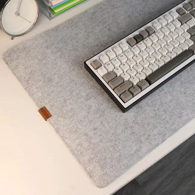 Alt view image 4 of 7 - Felt Desk Mat,Non-Slip Mouse Pad,27.5"x11.8" Office Supplies Desk Protector, Desk Accessories for Home and Office (Light Gray)
