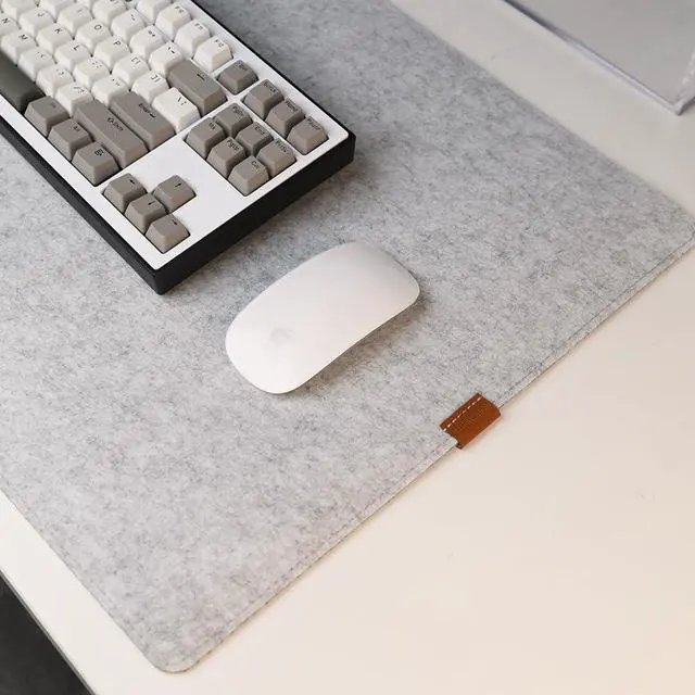 Alt view image 5 of 7 - Felt Desk Mat,Non-Slip Mouse Pad,27.5"x11.8" Office Supplies Desk Protector, Desk Accessories for Home and Office (Light Gray)