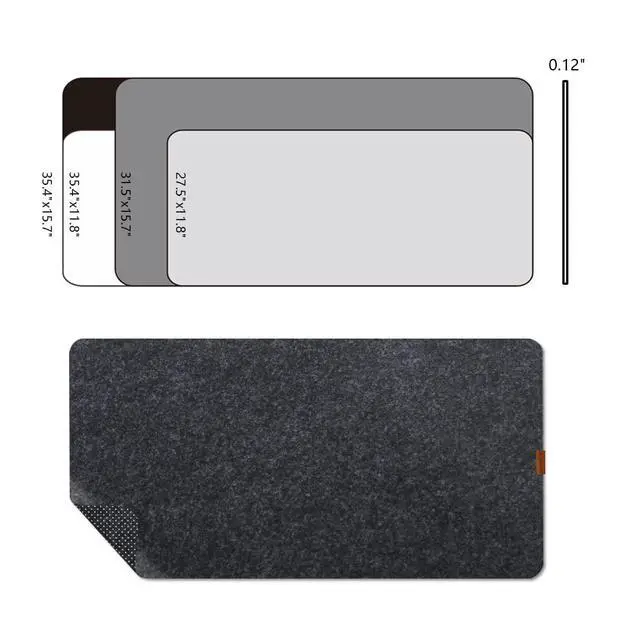Alt view image 7 of 7 - Felt Desk Mat,Non-Slip Mouse Pad,27.5"x11.8" Office Supplies Desk Protector, Desk Accessories for Home and Office (Light Gray)