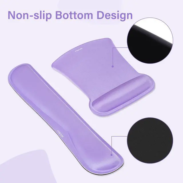 Alt view image 6 of 7 - Keyboard Mouse Pad Set, Large Gaming Mousepad&Keyboard Wrist Rest&Mouse Wrist Rest&Coaster, Ergonomic Non-Slip Mousepad&Easy Typing Cushion with Memory Foam for Home Office, Purple