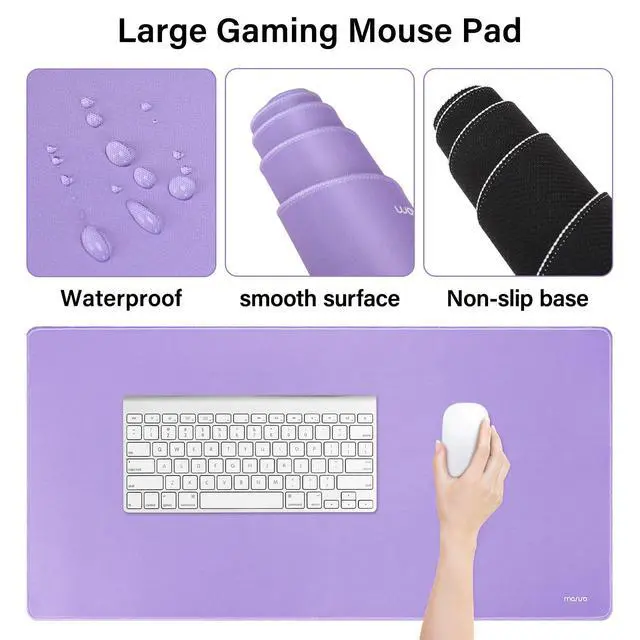 Alt view image 4 of 7 - Keyboard Mouse Pad Set, Large Gaming Mousepad&Keyboard Wrist Rest&Mouse Wrist Rest&Coaster, Ergonomic Non-Slip Mousepad&Easy Typing Cushion with Memory Foam for Home Office, Purple