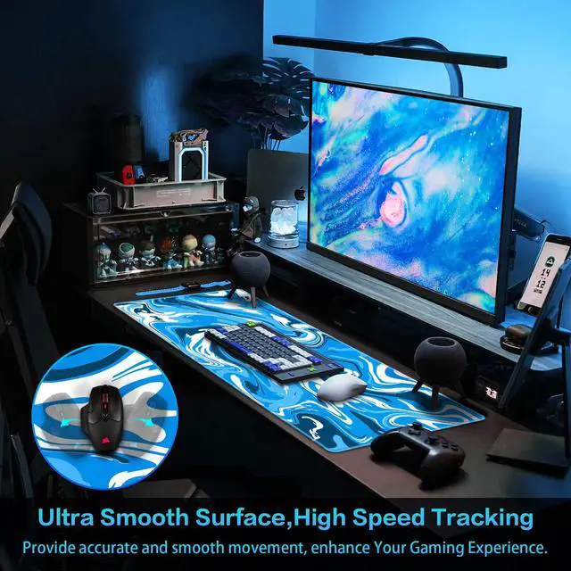Alt view image 2 of 7 - Gaming Mouse Pad, Fluid Pattern Mouse Pad 35.4x15.7inch Large Extended Computer Mouse Mat Keyboard Full Desk Mousepad for Gaming, Office, Home
