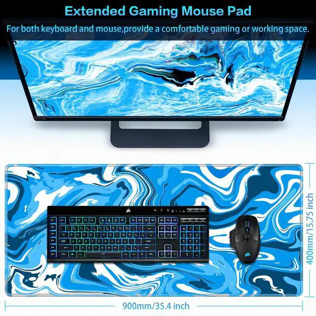 Alt view image 6 of 7 - Gaming Mouse Pad, Fluid Pattern Mouse Pad 35.4x15.7inch Large Extended Computer Mouse Mat Keyboard Full Desk Mousepad for Gaming, Office, Home